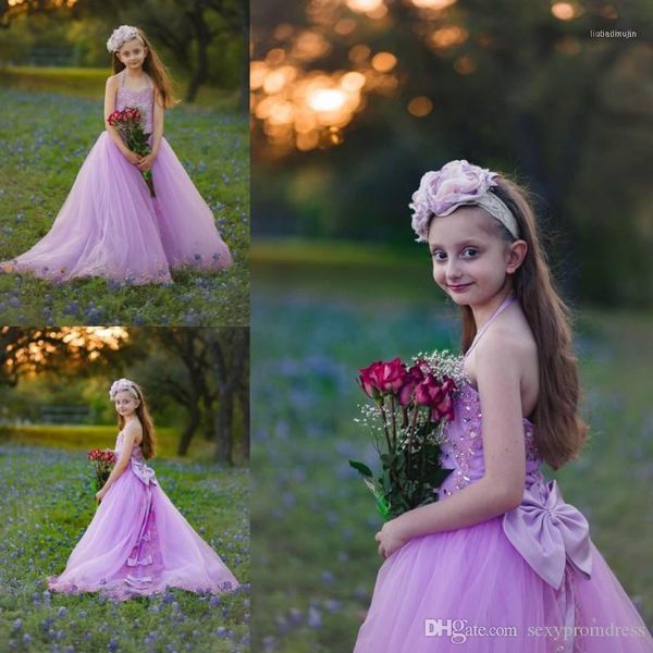 family matching outfits halter lavender crystals beaded girls pageant gowns with satin bows tulle sweep train flower dresses for wedding, Blue
family matching outfits halter lavender crystals beaded girls pageant gowns with satin bows tulle sweep train flower dresses for wedding, Blue