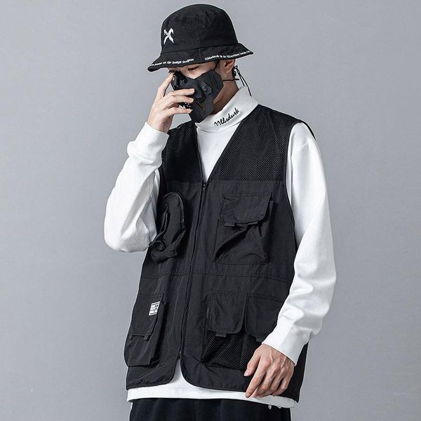men's vests 2021 functional tooling vest loose men and women ins multi-pocket trendy jacket mens, Black;white
men's vests 2021 functional tooling vest loose men and women ins multi-pocket trendy jacket mens, Black;white