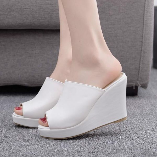 women sandals shoes slip-on wedges 10cm high heels shallow peep toe 2cm platform non-slip female slippers pumps plus size, Black
women sandals shoes slip-on wedges 10cm high heels shallow peep toe 2cm platform non-slip female slippers pumps plus size, Black