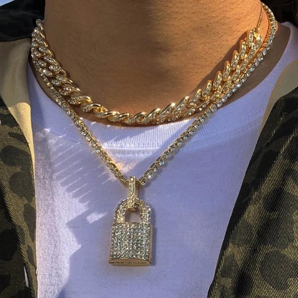 chains iced out crystal chunky lock pendant necklaces for men gold silver color cuban link chain choker necklace hip hop rock jewelry
chains iced out crystal chunky lock pendant necklaces for men gold silver color cuban link chain choker necklace hip hop rock jewelry