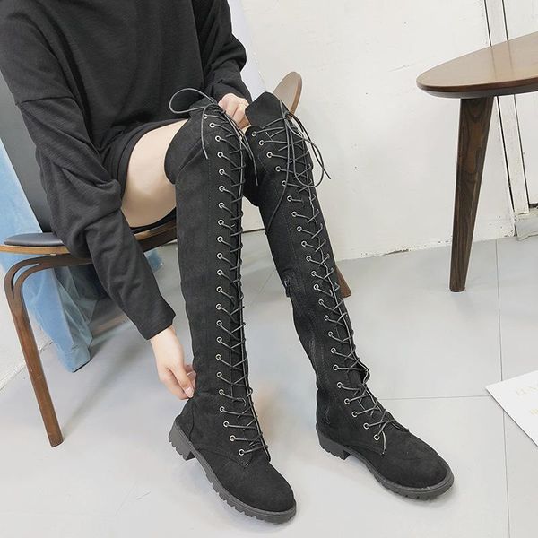 boots lace-up solid casual women over-the-knee cross-tied rubber long med square heel fashion winter shoes, Black
boots lace-up solid casual women over-the-knee cross-tied rubber long med square heel fashion winter shoes, Black
