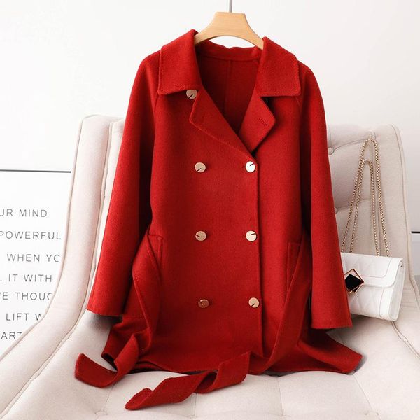 wool double-breasted woolen overcoat nv xi zhuang neck long short-height waistband double-faced goods coat female women's & blends, Black
wool double-breasted woolen overcoat nv xi zhuang neck long short-height waistband double-faced goods coat female women's & blends, Black