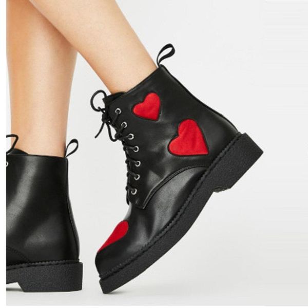 boots women ankle pu leather red heart black ladies shoes autumn winter lace up platform punk zapatos mujer
boots women ankle pu leather red heart black ladies shoes autumn winter lace up platform punk zapatos mujer