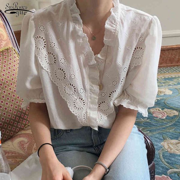 summer short sleeve ruffled white blouse korean chic sweet v neck lace hollow shirt woman women clothing office lady 14366 210521
summer short sleeve ruffled white blouse korean chic sweet v neck lace hollow shirt woman women clothing office lady 14366 210521