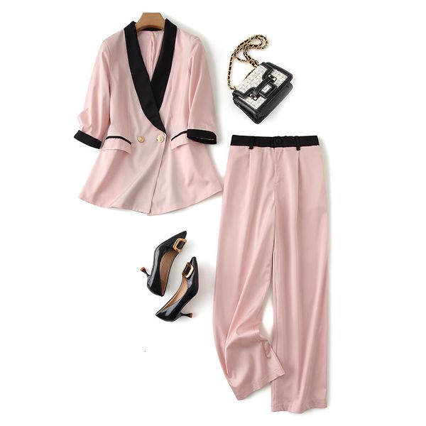 tracksuits woman 2 piece sets summer office lady elegant half sleeve shawl collar blazers + long pants set pink black patchwork jc290, Gray
tracksuits woman 2 piece sets summer office lady elegant half sleeve shawl collar blazers + long pants set pink black patchwork jc290, Gray