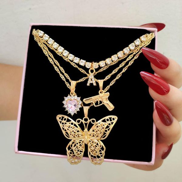 chains flatfoosie vintage multi-layer butterfly choker necklace for women gold pistol heart letter crystal chain boho jewelry, Silver
chains flatfoosie vintage multi-layer butterfly choker necklace for women gold pistol heart letter crystal chain boho jewelry, Silver