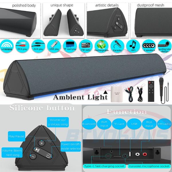 mini speakers bluetooth wireless speaker soundbar with microphone sound bar home theater system for tv/phone/music radio recei
mini speakers bluetooth wireless speaker soundbar with microphone sound bar home theater system for tv/phone/music radio recei