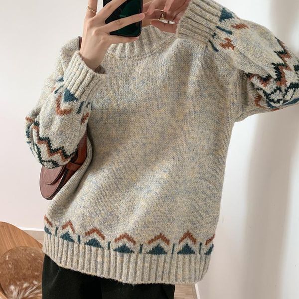 women's sweaters trend brand sweater women loose outerwear 2021 autumn and winter retro round neck lazy wind pullover korean, White;black
women's sweaters trend brand sweater women loose outerwear 2021 autumn and winter retro round neck lazy wind pullover korean, White;black