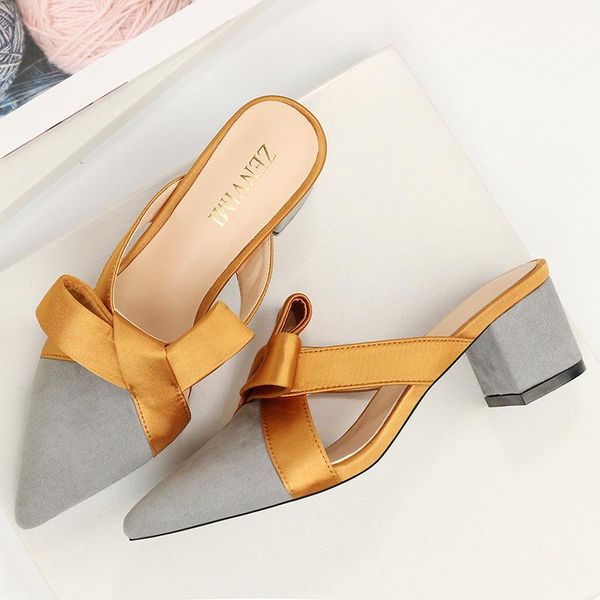 pointed toe silk knot summer slides shoes woman chunky heels coutout gladiator sandals female slipper mules plus size 43 ns109, Black
pointed toe silk knot summer slides shoes woman chunky heels coutout gladiator sandals female slipper mules plus size 43 ns109, Black
