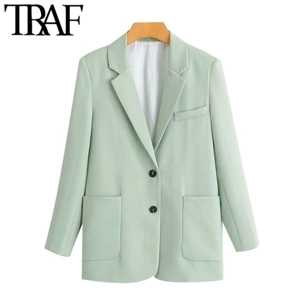 traf women fashion office wear single breasted blazers coat vintage long sleeve pockets female outerwear chic 211122, White;black
traf women fashion office wear single breasted blazers coat vintage long sleeve pockets female outerwear chic 211122, White;black