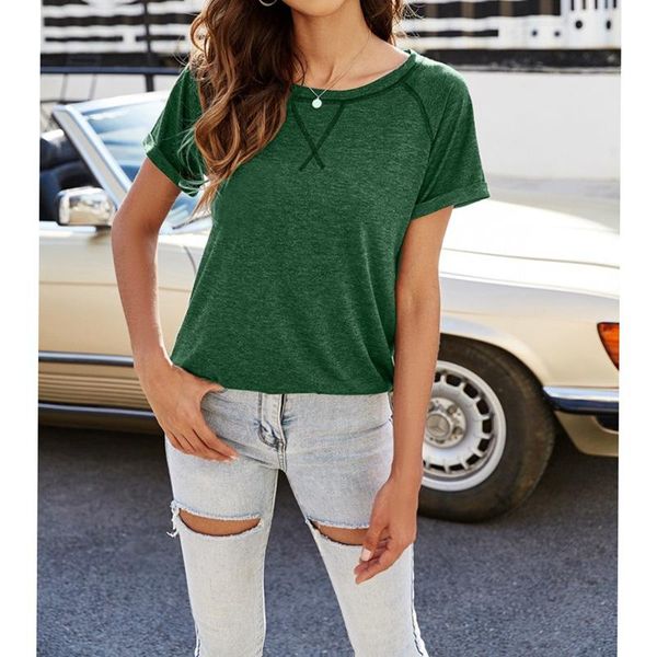 women's t-shirt summer color matching neckline short-sleeved shirt women 80s fishnet trending clothes for 2021, White
women's t-shirt summer color matching neckline short-sleeved shirt women 80s fishnet trending clothes for 2021, White