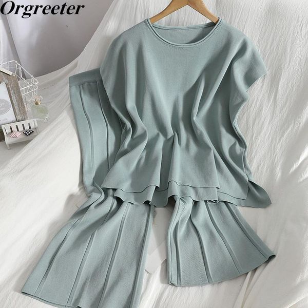 women's two piece pants fashion temperament women clothing knitwear casual batwing sleeve long pullover + pleated wide-leg 2 set femal, White
women's two piece pants fashion temperament women clothing knitwear casual batwing sleeve long pullover + pleated wide-leg 2 set femal, White