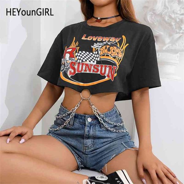 heyoungirl korean punk short sleeve tshirt women black harajuku cotton t shirt ladies printed with chains streetwear summer 210330, White
heyoungirl korean punk short sleeve tshirt women black harajuku cotton t shirt ladies printed with chains streetwear summer 210330, White