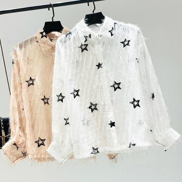 women's blouses & shirts arrivals women fashion straight tassel appliques star regular blouse ladies euro high street thin suits, White
women's blouses & shirts arrivals women fashion straight tassel appliques star regular blouse ladies euro high street thin suits, White
