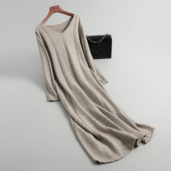 casual dresses 2021 knitted autumn sweater dress loose style v-neck long sleeve women pullovers pull femme, Black;gray
casual dresses 2021 knitted autumn sweater dress loose style v-neck long sleeve women pullovers pull femme, Black;gray