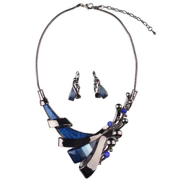 earrings & necklace fine blue/brown resin retro jewelry set luxury crystal earring and vintage party elegant, Silver
earrings & necklace fine blue/brown resin retro jewelry set luxury crystal earring and vintage party elegant, Silver