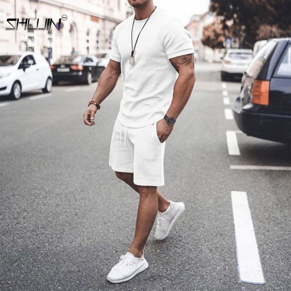mens beach two pieces set shortwear round neck jogging set summer solid color shorts loose fashion running leisure track suit, White;black
mens beach two pieces set shortwear round neck jogging set summer solid color shorts loose fashion running leisure track suit, White;black