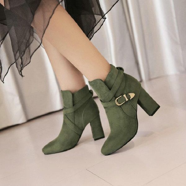 boots zawsthia winter buckle strap faux nubuck flock army green olive burgundy pointed toe block high heels ankle for women, Black
boots zawsthia winter buckle strap faux nubuck flock army green olive burgundy pointed toe block high heels ankle for women, Black