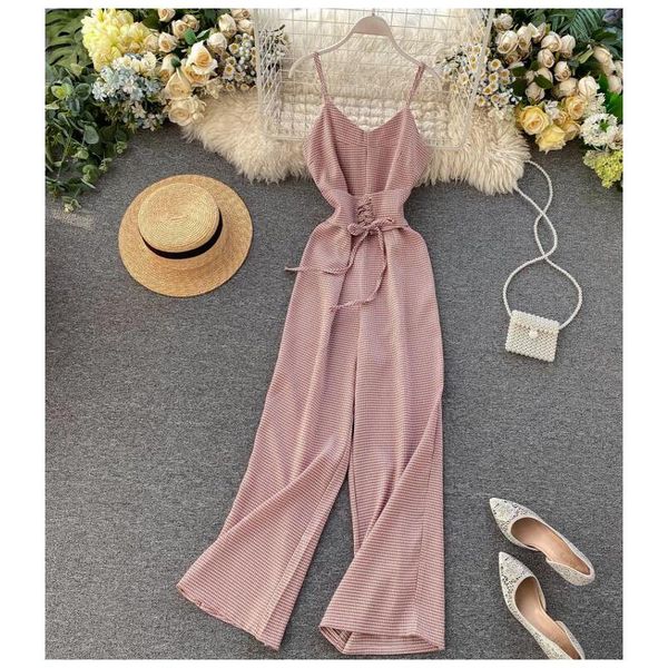 women's jumpsuits & rompers vintage 2021 plaid print v neck jumpsuit spaghetti strap summer full length women slim waist tie playsuit l, Black;white
women's jumpsuits & rompers vintage 2021 plaid print v neck jumpsuit spaghetti strap summer full length women slim waist tie playsuit l, Black;white