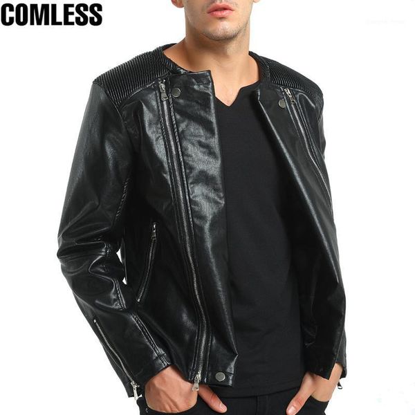 men's fur & faux 2021 winter men leather jackets fashion locomotive multi-zipped slim fit short jacket coats jaqueta de couro masculino, Black
men's fur & faux 2021 winter men leather jackets fashion locomotive multi-zipped slim fit short jacket coats jaqueta de couro masculino, Black