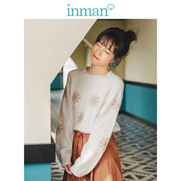 women's sweaters inman 2021 autumn arrival retro girl literary o-neck cute jacquard all matched women pullover, White;black
women's sweaters inman 2021 autumn arrival retro girl literary o-neck cute jacquard all matched women pullover, White;black