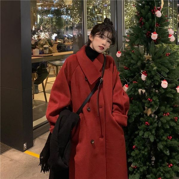 women's wool & blends loose medium and long woolen jacket with cotton women winter coat 2021, Black
women's wool & blends loose medium and long woolen jacket with cotton women winter coat 2021, Black