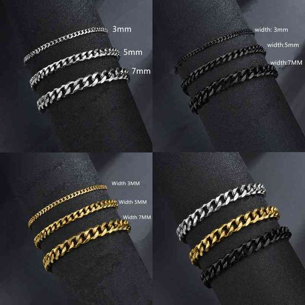 new hip hop cuban chain bracelet fashion simple ladies men's titanium steel 3 color 3/5/7 mm wide jewelry gift, Golden;silver
new hip hop cuban chain bracelet fashion simple ladies men's titanium steel 3 color 3/5/7 mm wide jewelry gift, Golden;silver