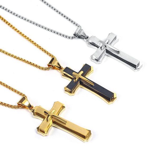 pendant necklaces men's stainless necklace steel double-layer christ cross wheat chain c1fc, Silver
pendant necklaces men's stainless necklace steel double-layer christ cross wheat chain c1fc, Silver