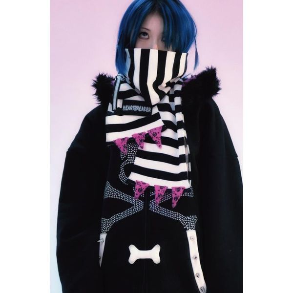 scarves classic black white striped punk scarf joker spring autumn japanese harajuku, Blue;gray
scarves classic black white striped punk scarf joker spring autumn japanese harajuku, Blue;gray