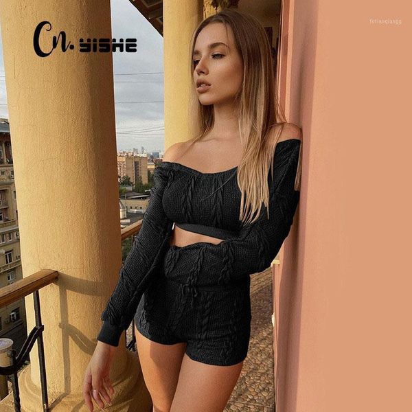 women's tracksuits cnyishe knitted fashion tracksuit women matching sets off shoulder slash neck slim 2 piece outfits crop shorts s, Gray
women's tracksuits cnyishe knitted fashion tracksuit women matching sets off shoulder slash neck slim 2 piece outfits crop shorts s, Gray