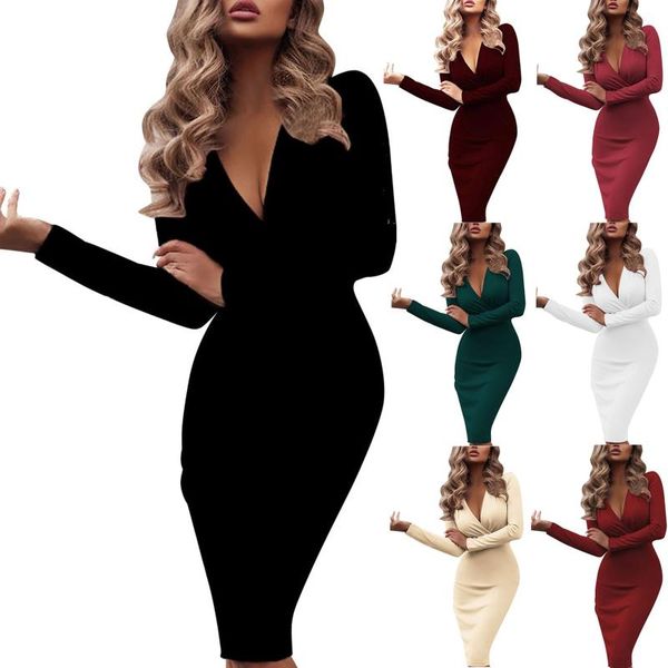 casual dresses party women's solid color long sleeve deep v neck pleated bag hip dress women night slim sexy, Black;gray
casual dresses party women's solid color long sleeve deep v neck pleated bag hip dress women night slim sexy, Black;gray