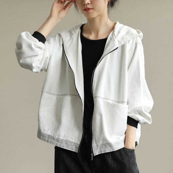 autumn female-style casual loose sleeves with zipper all-matched short cotton white jackets plus size m612, Black;brown
autumn female-style casual loose sleeves with zipper all-matched short cotton white jackets plus size m612, Black;brown