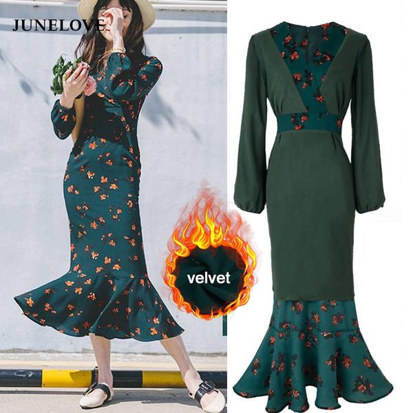 junelove 2021 spring women print floral long maxi dress vintage lady elegant slim trumpet casual street boho vestidos dresses, Black;gray
junelove 2021 spring women print floral long maxi dress vintage lady elegant slim trumpet casual street boho vestidos dresses, Black;gray
