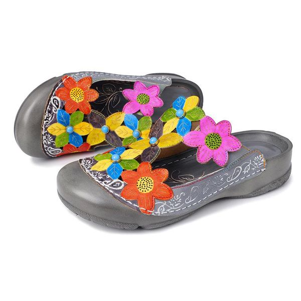 slippers hollow genuine leather vintage flowers splicing stitching hook loop soft sandals spring summer casual women flat shoes, Black
slippers hollow genuine leather vintage flowers splicing stitching hook loop soft sandals spring summer casual women flat shoes, Black