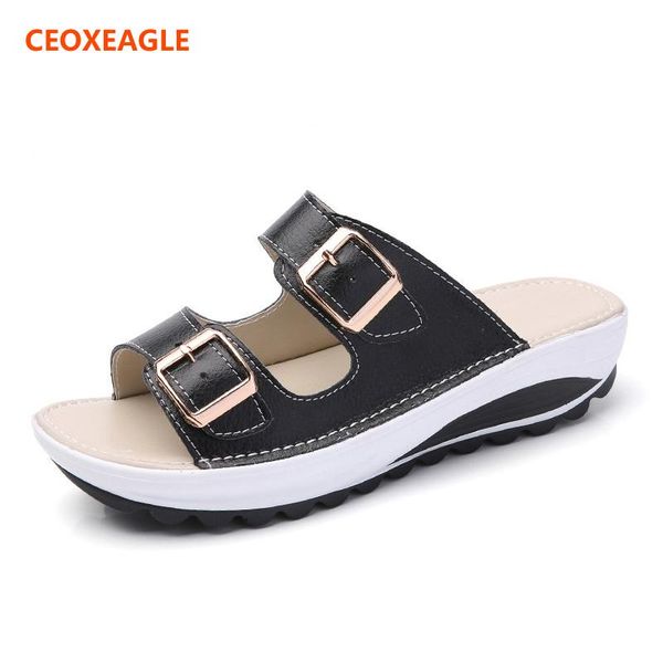 slippers 2021 summer genuine leather woman sandals platform outdoor wedge beach high heel women shoes anti-skid ladies footwear, Black
slippers 2021 summer genuine leather woman sandals platform outdoor wedge beach high heel women shoes anti-skid ladies footwear, Black