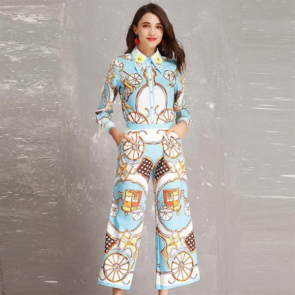 women's two piece pants 2021 spring 2 pieces print women sets fashion full sleeve turn-down collar shirts +pants slim female su, White
women's two piece pants 2021 spring 2 pieces print women sets fashion full sleeve turn-down collar shirts +pants slim female su, White
