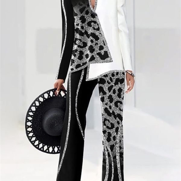 spring women fashion splicing two piece sets elegant pullover + wide leg trousers suits leopard print lady outfits 220315, White
spring women fashion splicing two piece sets elegant pullover + wide leg trousers suits leopard print lady outfits 220315, White