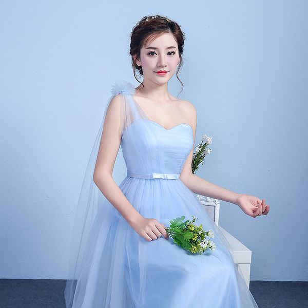 bridmaid long 2021 summer sister group one shoulder korean bandage blue graduation drs, White
bridmaid long 2021 summer sister group one shoulder korean bandage blue graduation drs, White