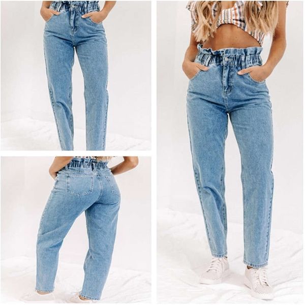 women's jeans fall / winter casual versatile straight pants elastic waist r5c1, Blue
women's jeans fall / winter casual versatile straight pants elastic waist r5c1, Blue