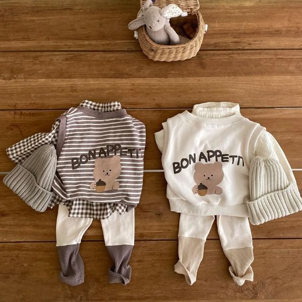 clothing sets toddler kids baby girls boys striped cartoon animals vest single-breasted plaid shirts children clothes 0-3y, White
clothing sets toddler kids baby girls boys striped cartoon animals vest single-breasted plaid shirts children clothes 0-3y, White