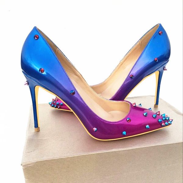 gradient color blue rivet 12cm high heeled lady pumps shallow pointed toe woman party wedding shoes 10cm 8cm md015 chensir9 dress, Black
gradient color blue rivet 12cm high heeled lady pumps shallow pointed toe woman party wedding shoes 10cm 8cm md015 chensir9 dress, Black