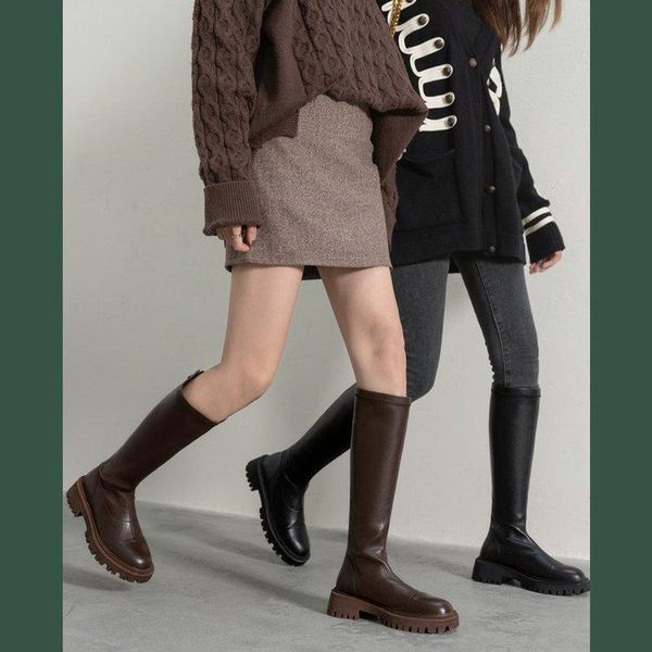 boots women platform gothic shoes long fashion black beige mid calf round toe slip on riding au036
boots women platform gothic shoes long fashion black beige mid calf round toe slip on riding au036