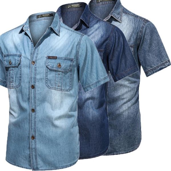 light blue men's denim shirts short sleeve thin cotton slim elastic jeans men summer pockets shirt casual, White;black
light blue men's denim shirts short sleeve thin cotton slim elastic jeans men summer pockets shirt casual, White;black
