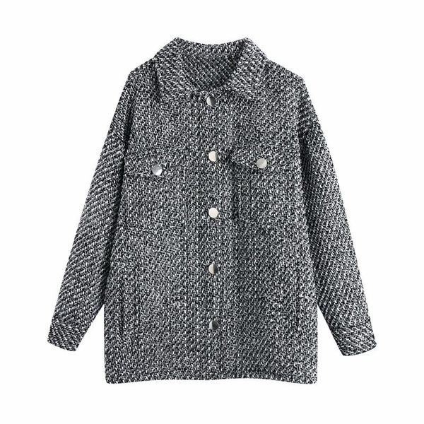 vintage woman black loose plaid textured shirt coats 2021 spring autumn chic ladies oversized outwear female casual jacket women's jack, Black;brown
vintage woman black loose plaid textured shirt coats 2021 spring autumn chic ladies oversized outwear female casual jacket women's jack, Black;brown