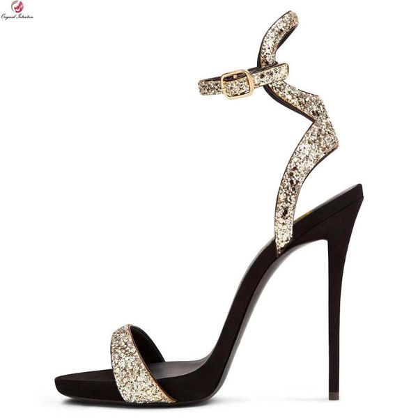 original intention women glitter sandals buckle strap open toe stylish thin high heels gold shoes woman plus size 5-14, Black
original intention women glitter sandals buckle strap open toe stylish thin high heels gold shoes woman plus size 5-14, Black