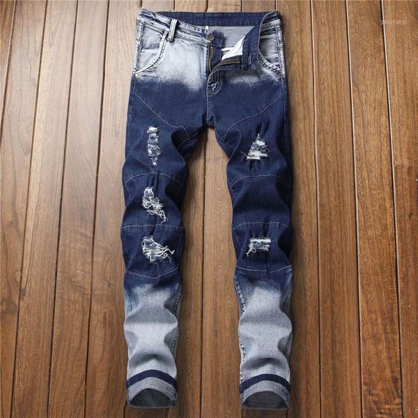 men's jeans european and american slim stretch male streetwear two tone spliced denim pants fit hommes ripped cowboys trousers1, Blue
men's jeans european and american slim stretch male streetwear two tone spliced denim pants fit hommes ripped cowboys trousers1, Blue