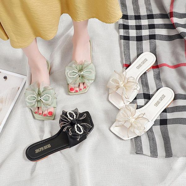 sandals 2021 summer bow string beaded flat bottom fashion low-heeled fairy students crowd a hundred non-slip women's shoes, Black
sandals 2021 summer bow string beaded flat bottom fashion low-heeled fairy students crowd a hundred non-slip women's shoes, Black