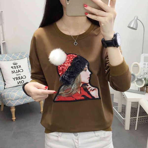 women's jackets female sweatshirt with drawing pattern, long sleeve sweater plus size for women, spring and autumn ku0p, Black;brown
women's jackets female sweatshirt with drawing pattern, long sleeve sweater plus size for women, spring and autumn ku0p, Black;brown
