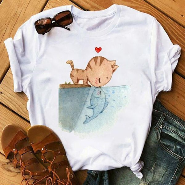 women's t-shirt cute women t shirt funny cat printed female casual short sleeve o neck tee camisetas mujer clothe, White
women's t-shirt cute women t shirt funny cat printed female casual short sleeve o neck tee camisetas mujer clothe, White