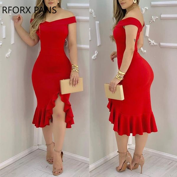 women plain off shoulder ruffle hem slit dress maxi dress bodycon dress for women, Black;gray
women plain off shoulder ruffle hem slit dress maxi dress bodycon dress for women, Black;gray